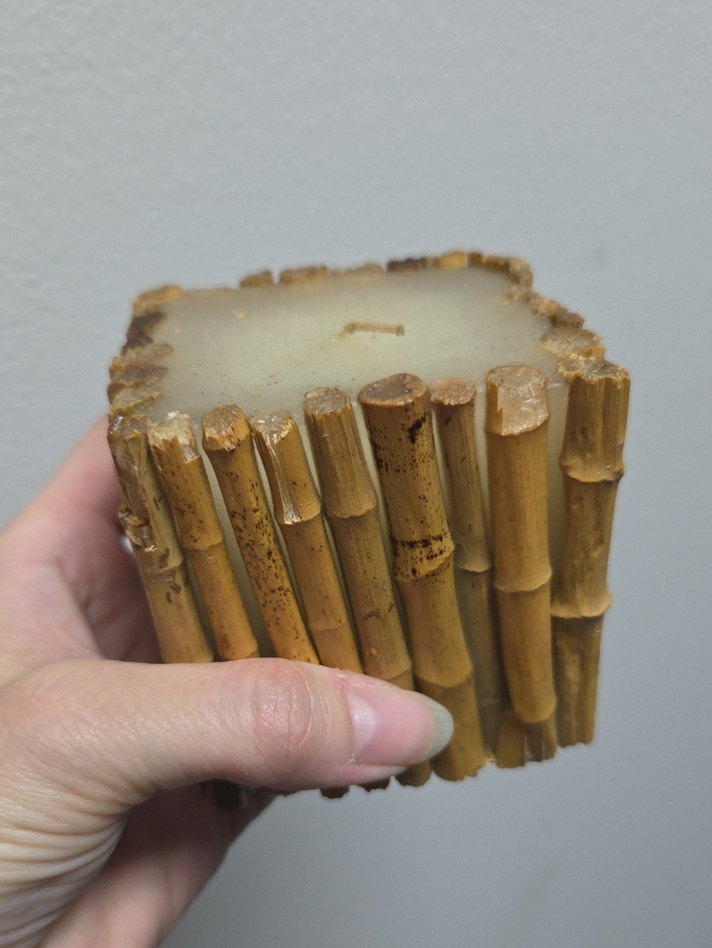 Rustic Bamboo Accent Candle Holder - Brown